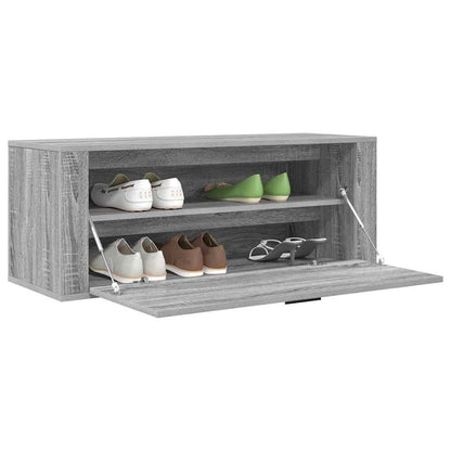 vidaXL Wall Shoe Cabinet Grey Sonoma 100x35x38 cm Engineered Wood 4