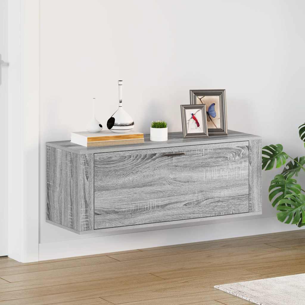 vidaXL Wall Shoe Cabinet Grey Sonoma 100x35x38 cm Engineered Wood 1