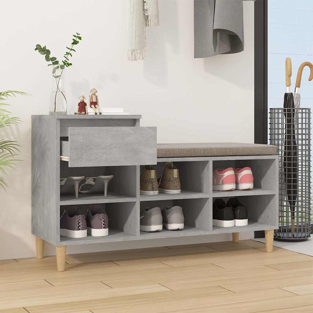 vidaXL Shoe Cabinet Concrete Grey 102x36x60 cm Engineered Wood 3