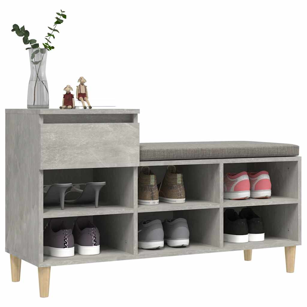 vidaXL Shoe Cabinet Concrete Grey 102x36x60 cm Engineered Wood 4