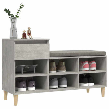 vidaXL Shoe Cabinet Concrete Grey 102x36x60 cm Engineered Wood 4
