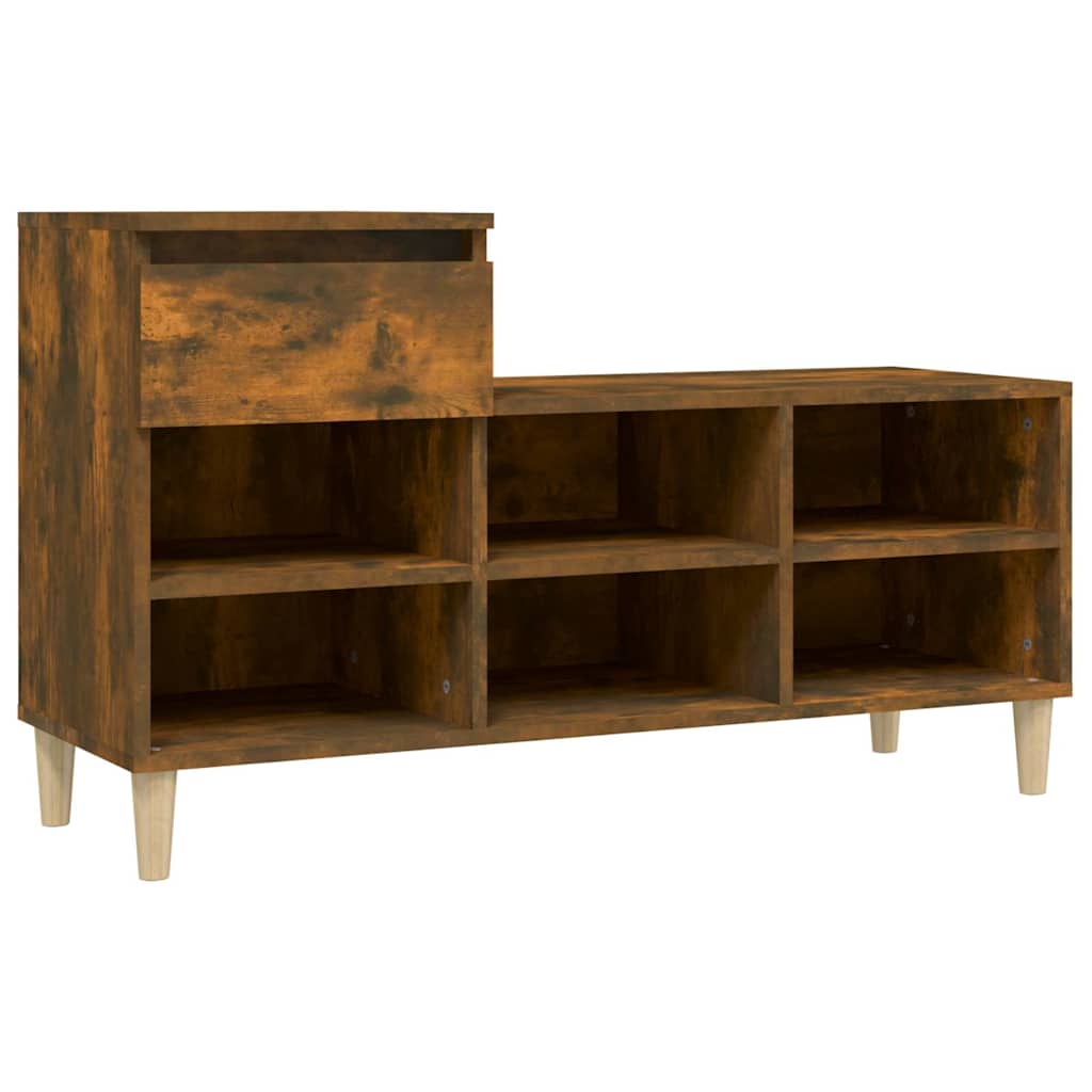 vidaXL Shoe Cabinet Smoked Oak 102x36x60 cm Engineered Wood 2