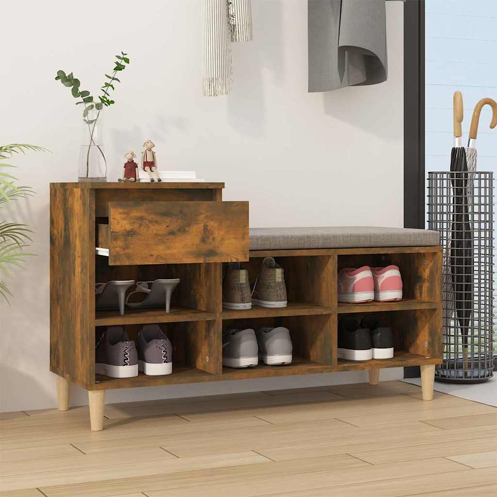 vidaXL Shoe Cabinet Smoked Oak 102x36x60 cm Engineered Wood 3