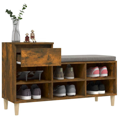 vidaXL Shoe Cabinet Smoked Oak 102x36x60 cm Engineered Wood 5