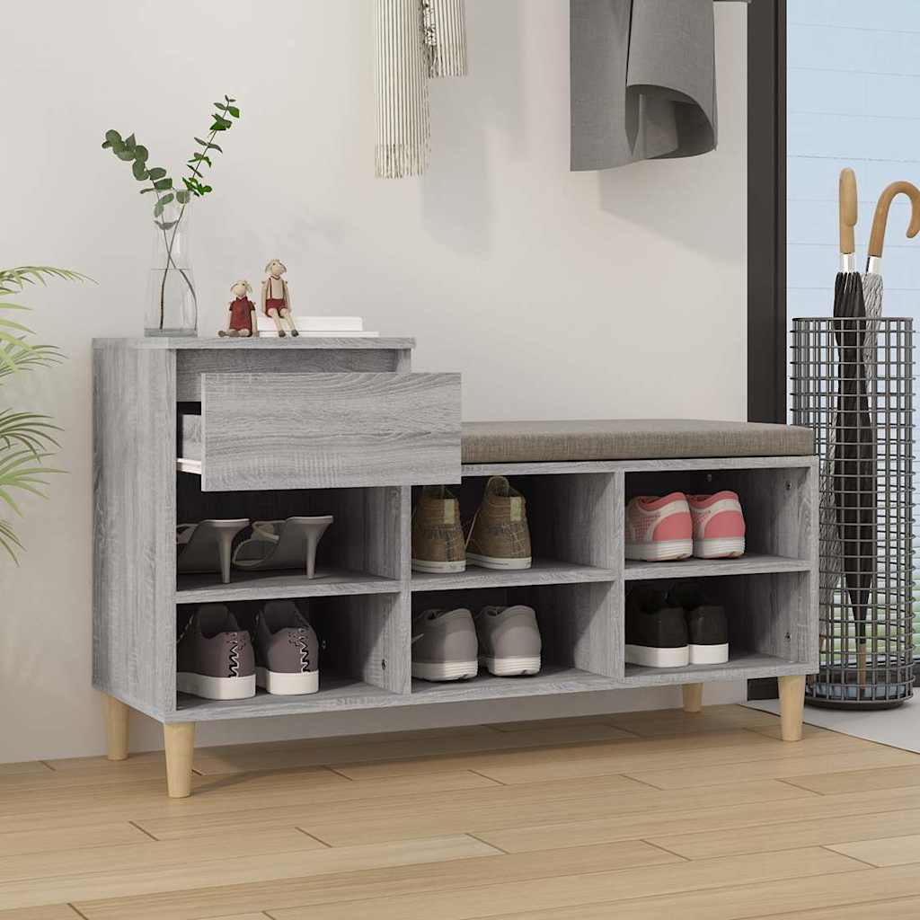 vidaXL Shoe Cabinet Grey Sonoma 102x36x60 cm Engineered Wood 3