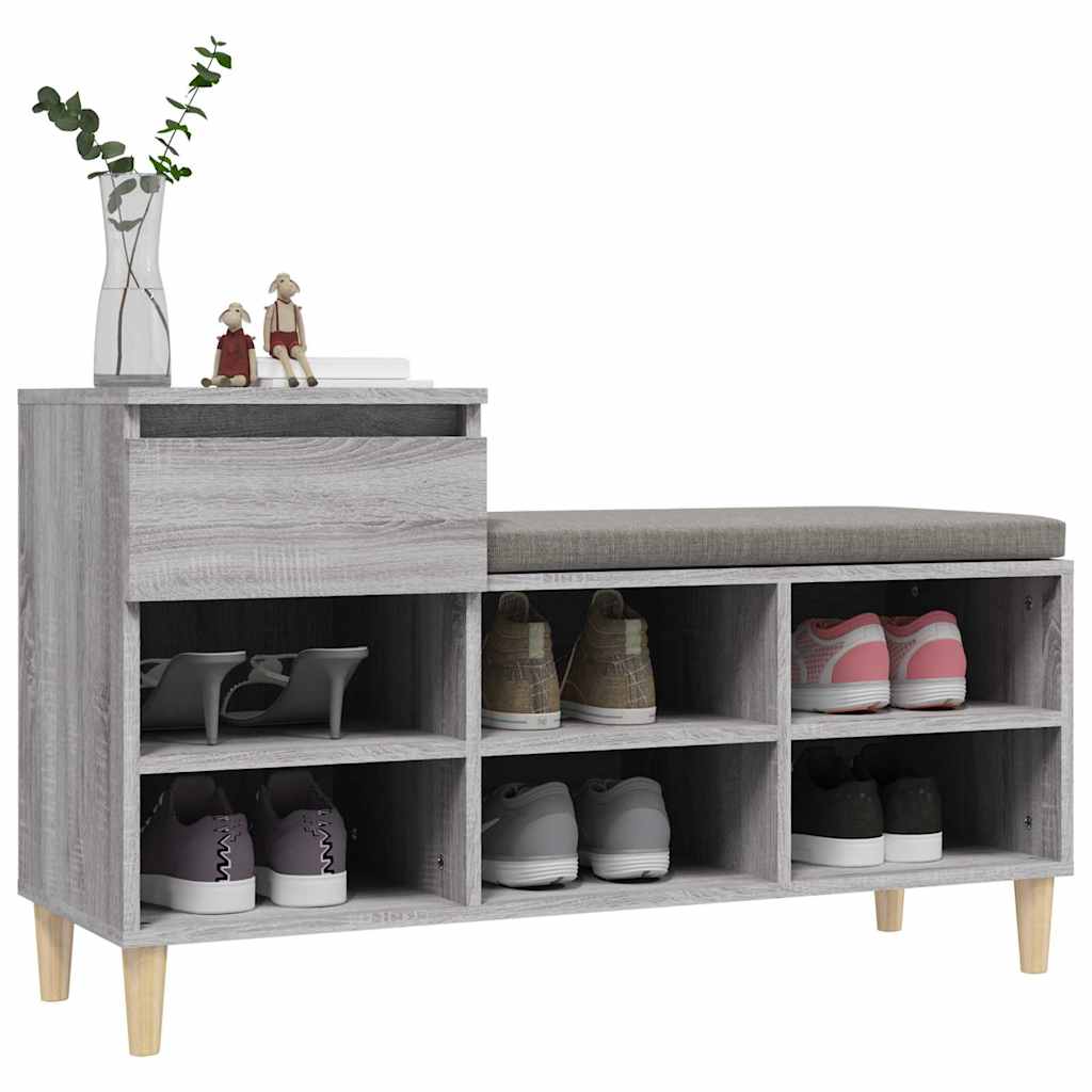 vidaXL Shoe Cabinet Grey Sonoma 102x36x60 cm Engineered Wood 4