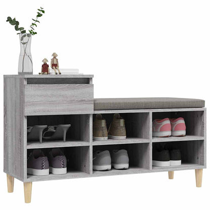 vidaXL Shoe Cabinet Grey Sonoma 102x36x60 cm Engineered Wood 4