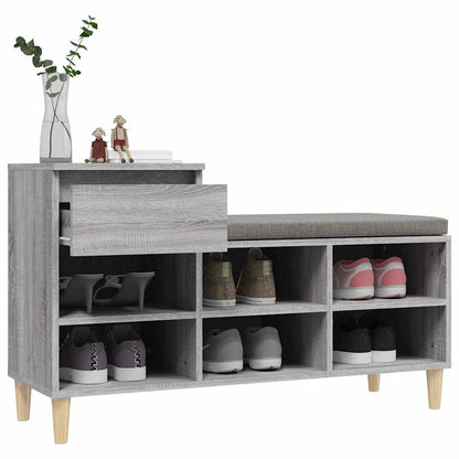 vidaXL Shoe Cabinet Grey Sonoma 102x36x60 cm Engineered Wood 5
