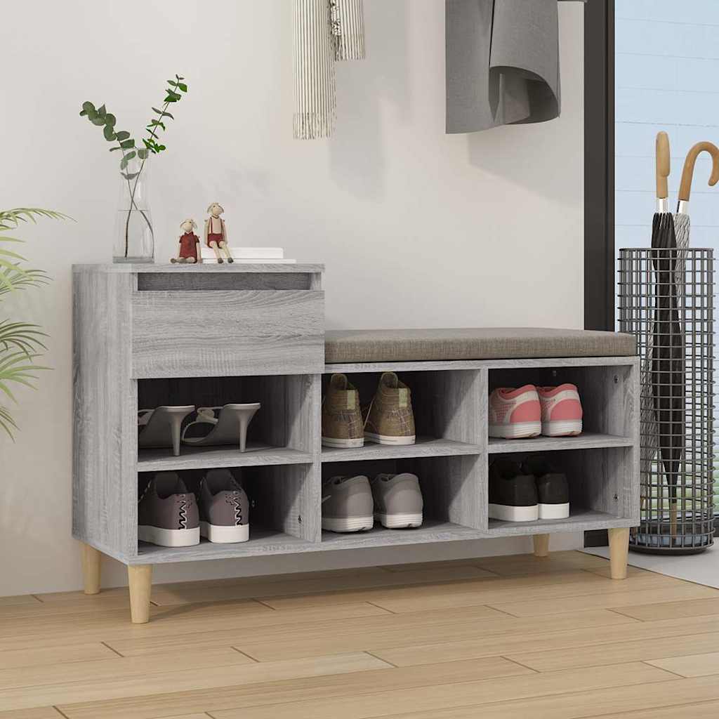 vidaXL Shoe Cabinet Grey Sonoma 102x36x60 cm Engineered Wood 1