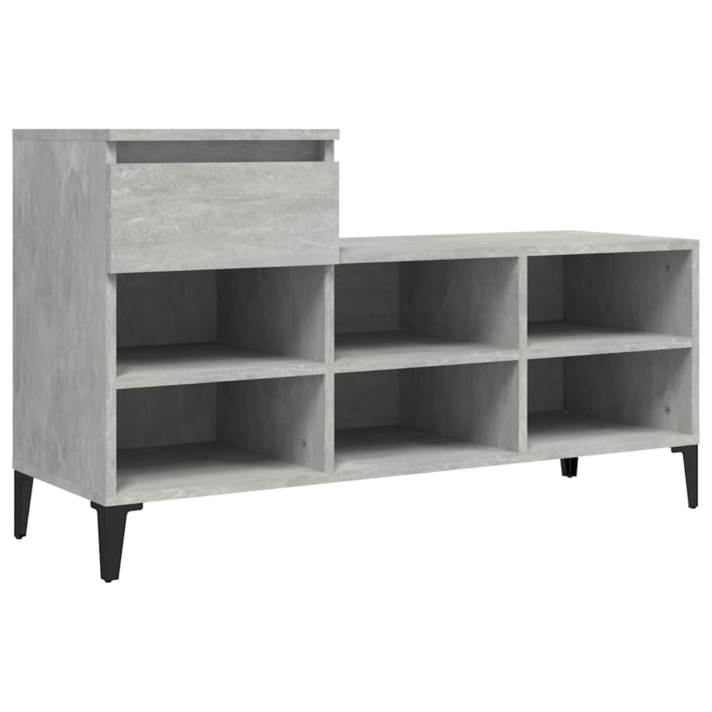 vidaXL Shoe Cabinet Concrete Grey 102x36x60 cm Engineered Wood 2