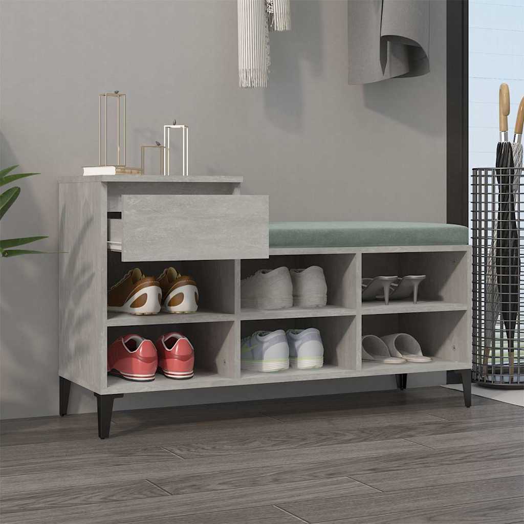 vidaXL Shoe Cabinet Concrete Grey 102x36x60 cm Engineered Wood 3
