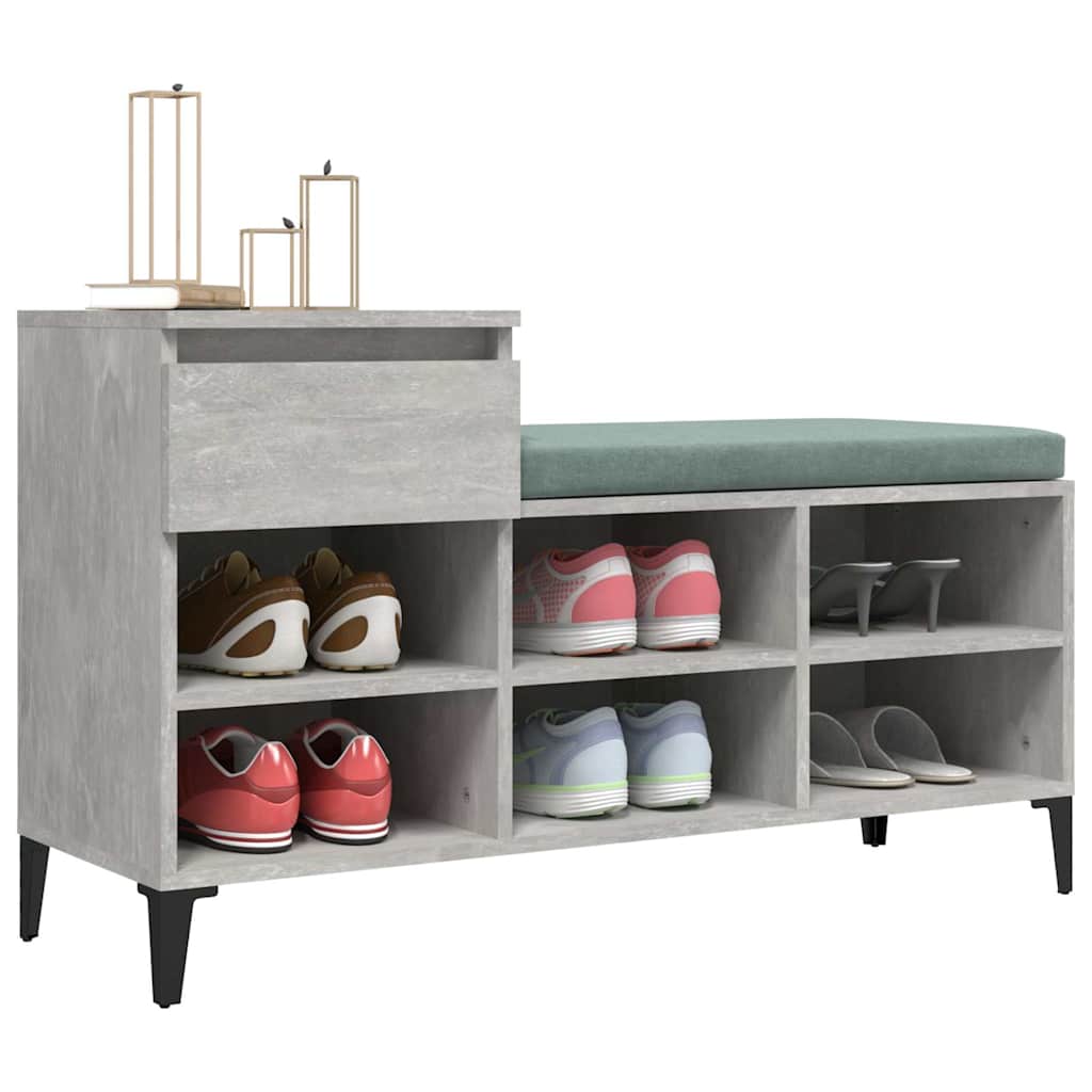 vidaXL Shoe Cabinet Concrete Grey 102x36x60 cm Engineered Wood 4