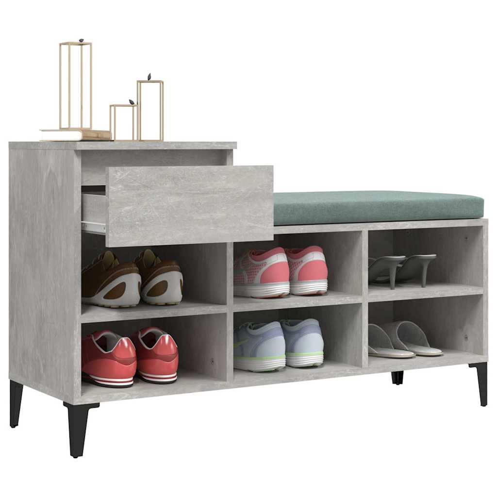 vidaXL Shoe Cabinet Concrete Grey 102x36x60 cm Engineered Wood 5