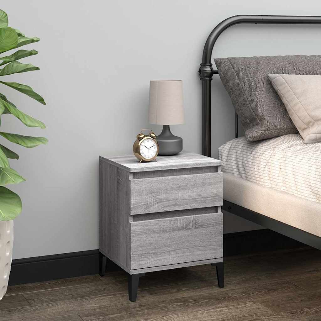 vidaXL Bedside Cabinets 2 pcs Grey Sonoma 40x35x50 cm 3