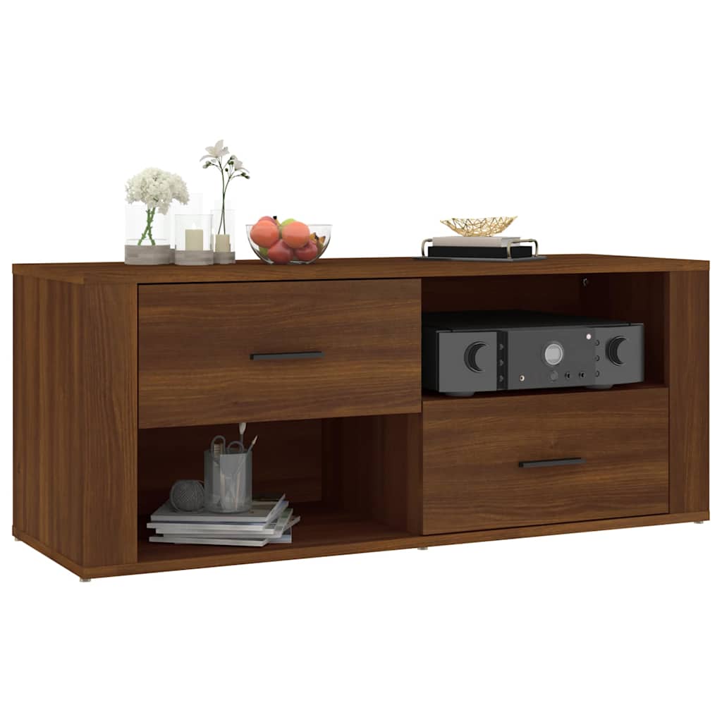 vidaXL TV Cabinet Brown Oak 100x35x40 cm Engineered Wood 4