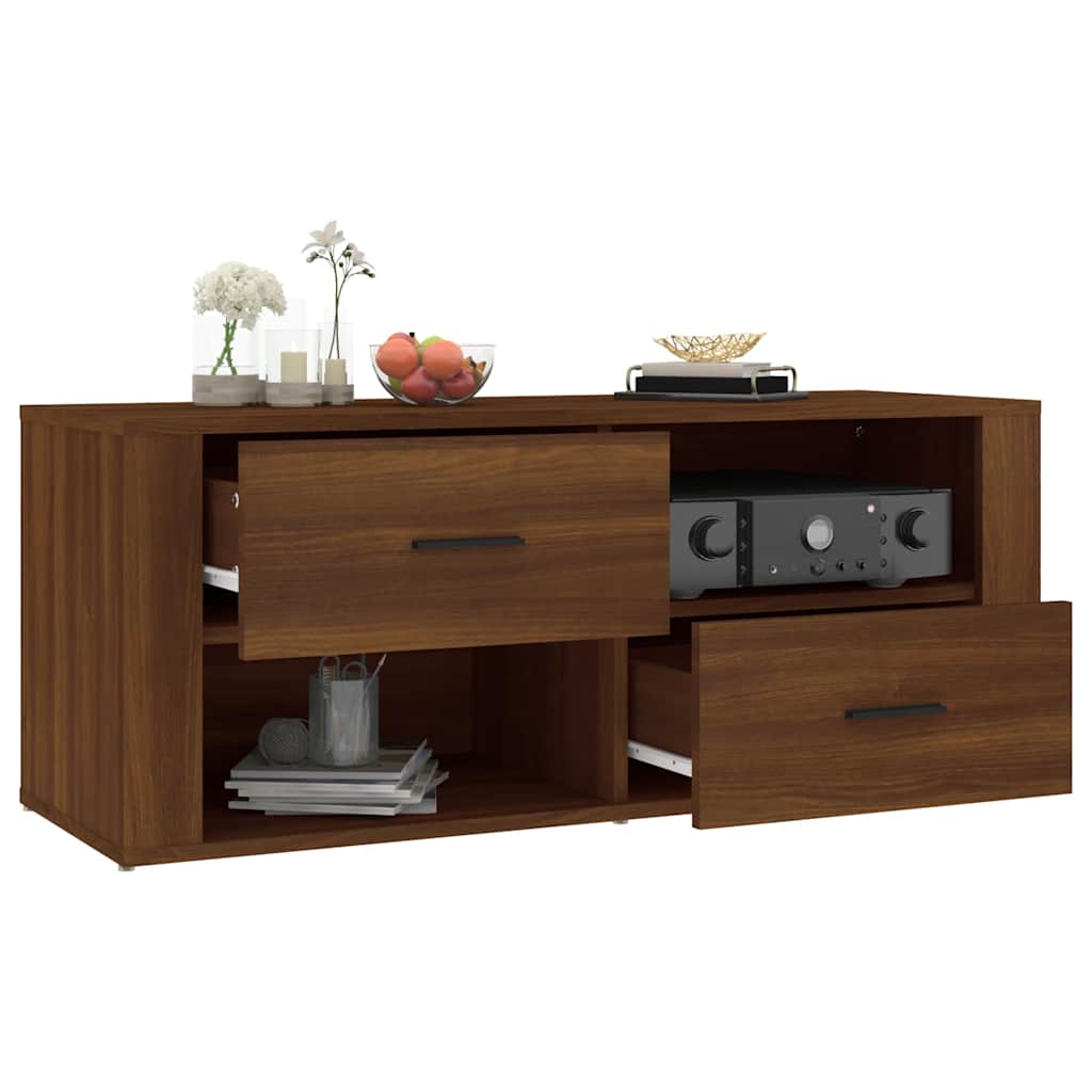 vidaXL TV Cabinet Brown Oak 100x35x40 cm Engineered Wood 5