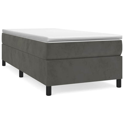 Box Spring Bed Frame Velvet Dark grey Twin