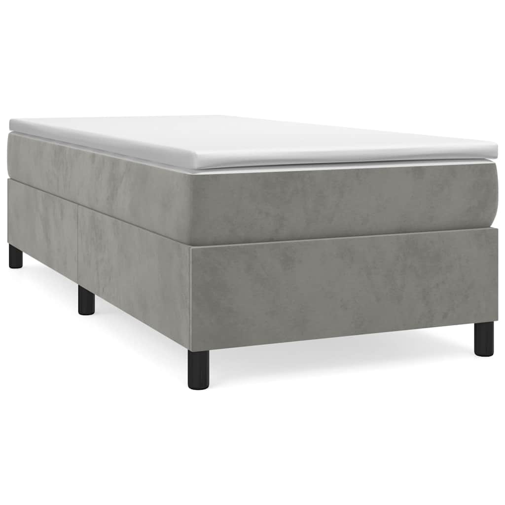 vidaXL Box Spring Bed Frame Light Grey Twin XL Velvet 2