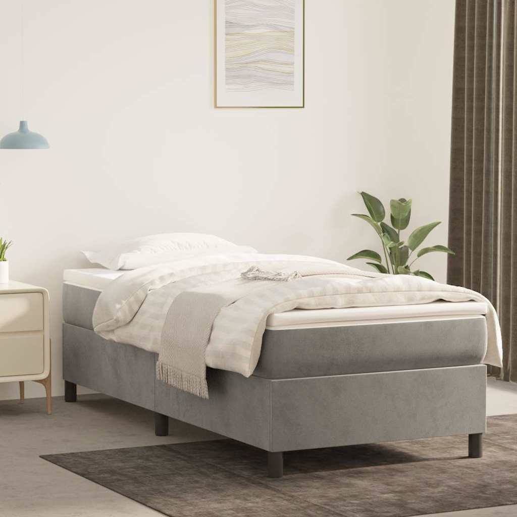 vidaXL Box Spring Bed Frame Light Grey Twin XL Velvet 1