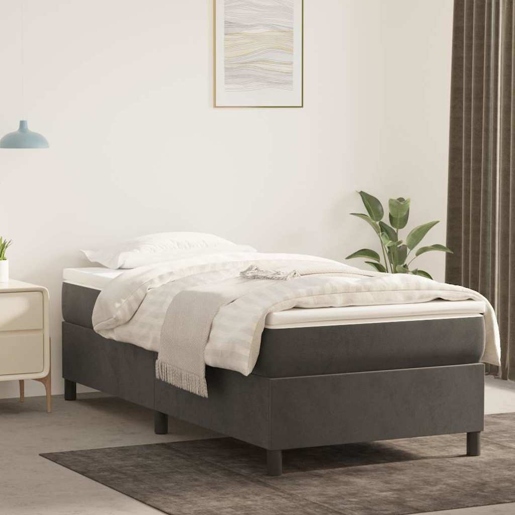 Box Spring Bed Frame Velvet Dark grey Twin XL