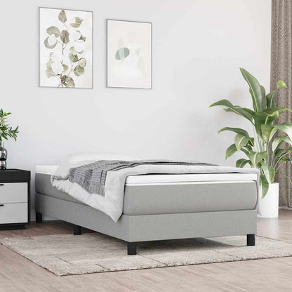 vidaXL Box Spring Bed Frame Light Grey Single Fabric 1
