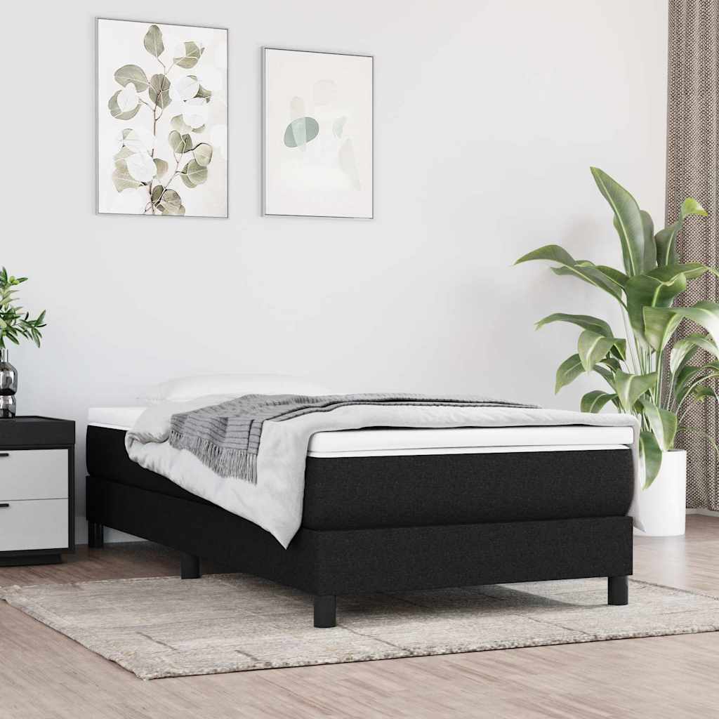 vidaXL Box Spring Bed Frame Black Single Fabric 1