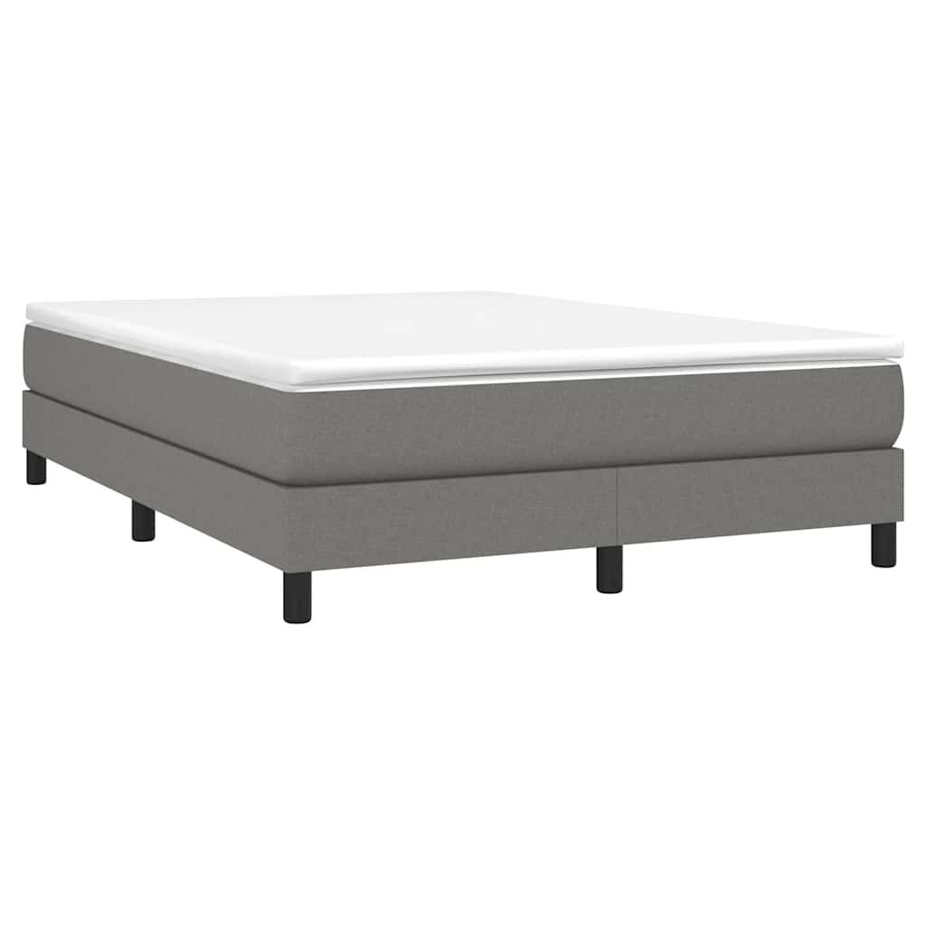 vidaXL Box Spring Bed Frame Dark Grey Double Fabric 3