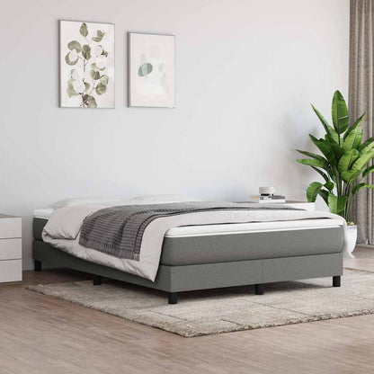 vidaXL Box Spring Bed Frame Dark Grey Double Fabric 1