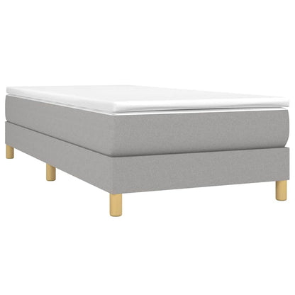 vidaXL Box Spring Bed Frame Light Grey Single Fabric 3