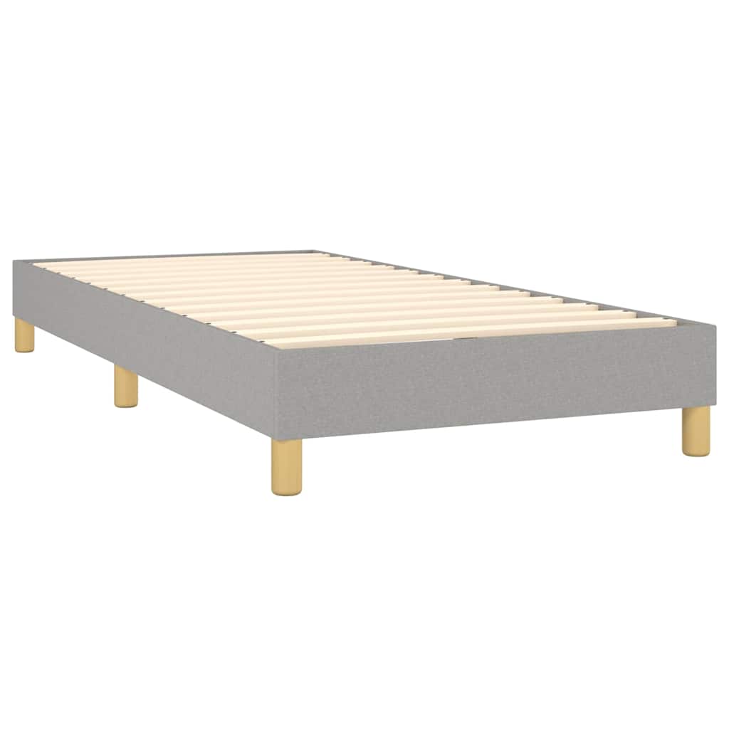 vidaXL Box Spring Bed Frame Light Grey Single Fabric 4