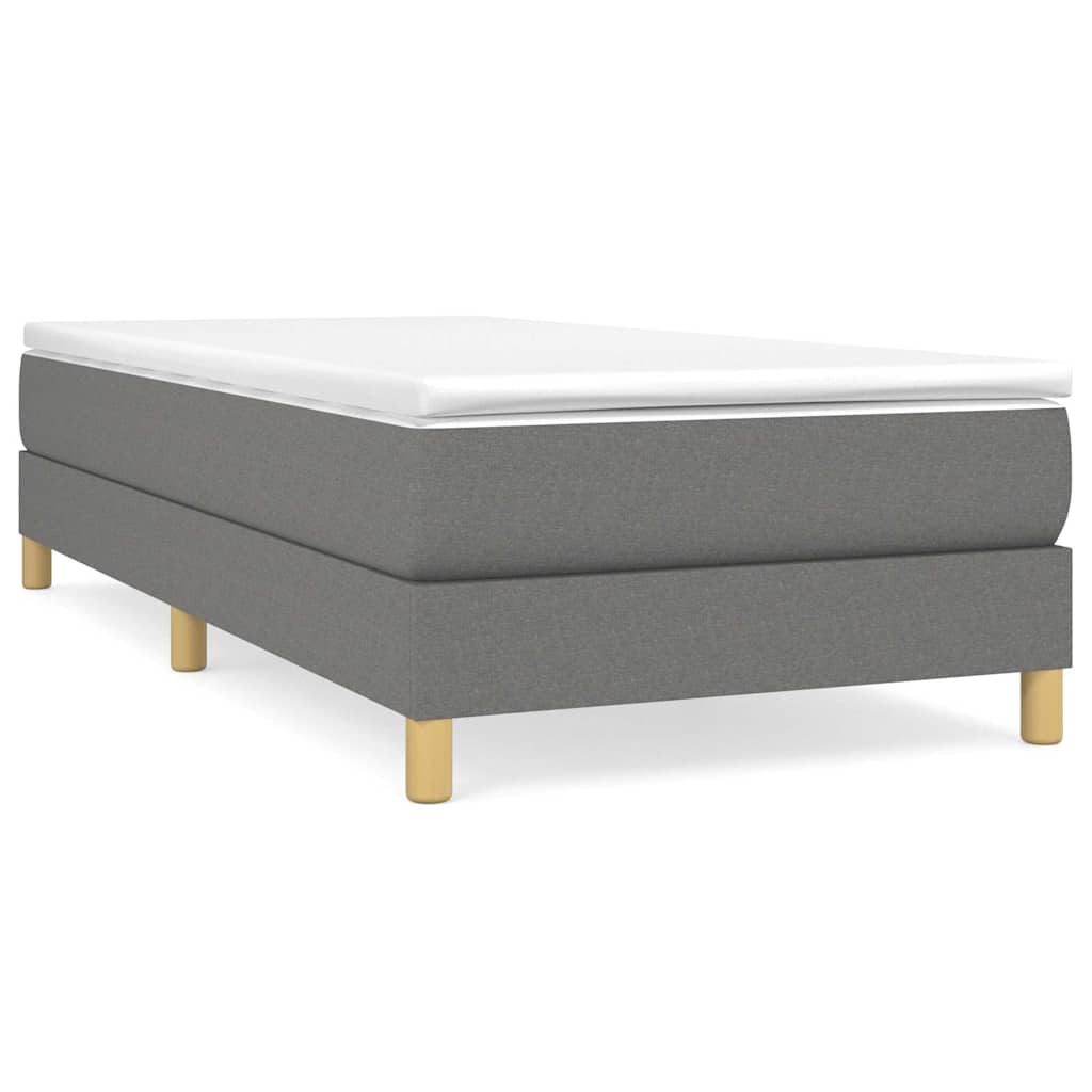 vidaXL Box Spring Bed Frame Dark Grey Single Fabric 2
