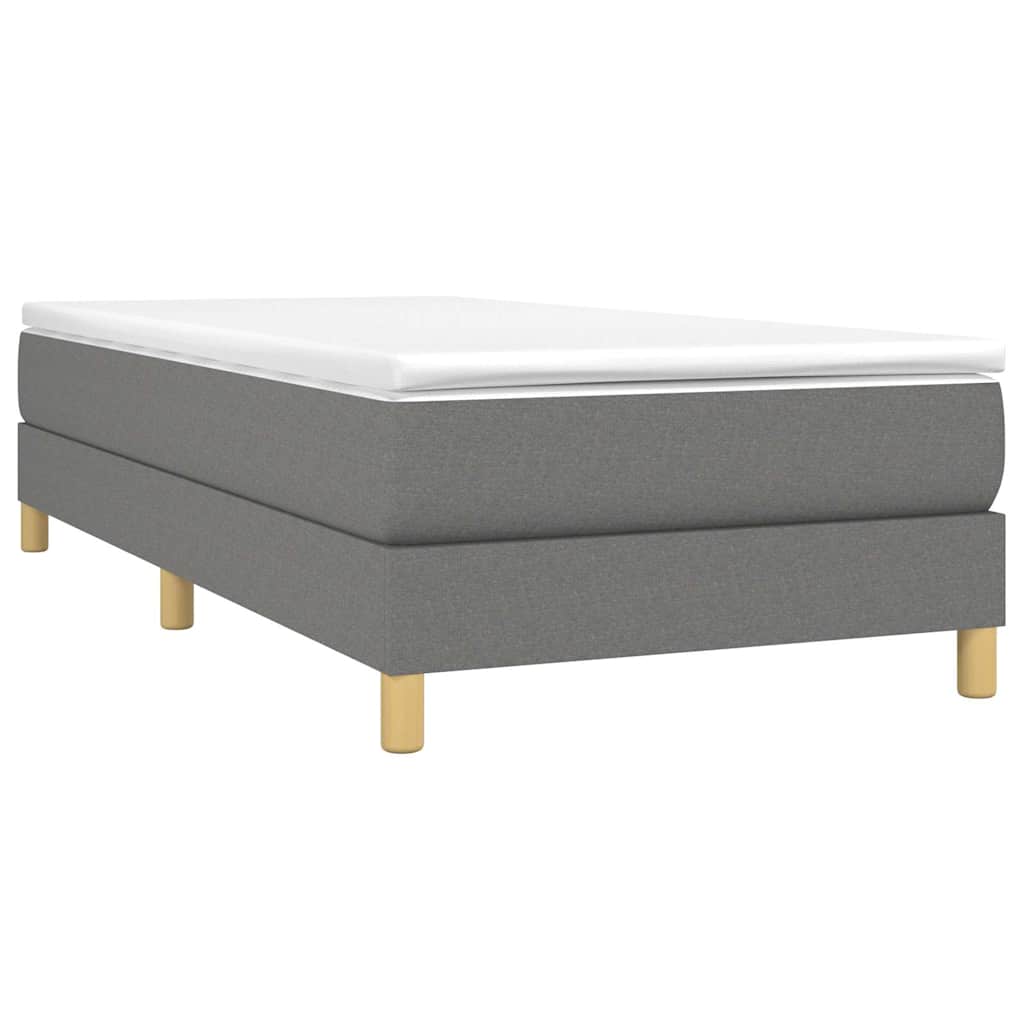 vidaXL Box Spring Bed Frame Dark Grey Single Fabric 3