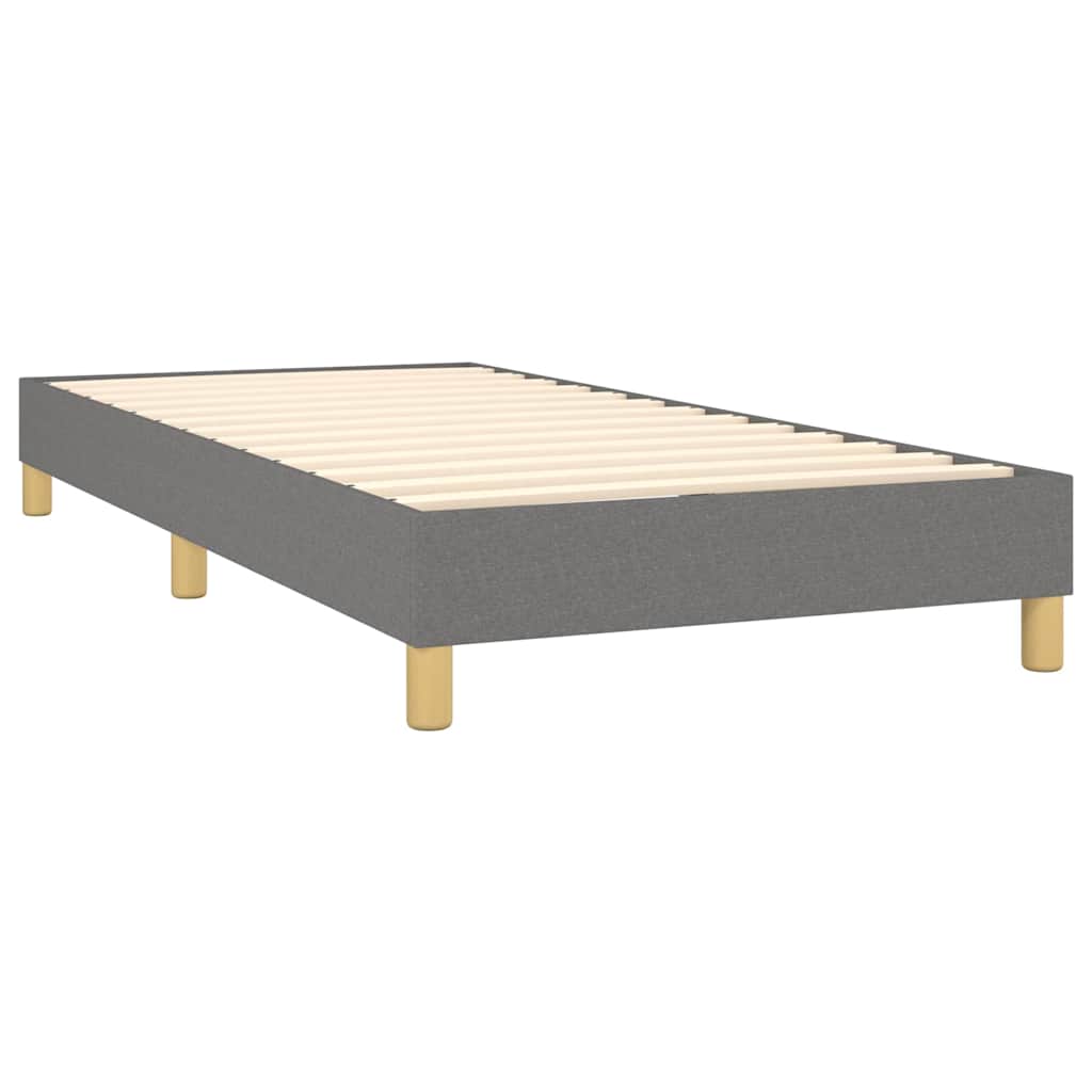 vidaXL Box Spring Bed Frame Dark Grey Single Fabric 4