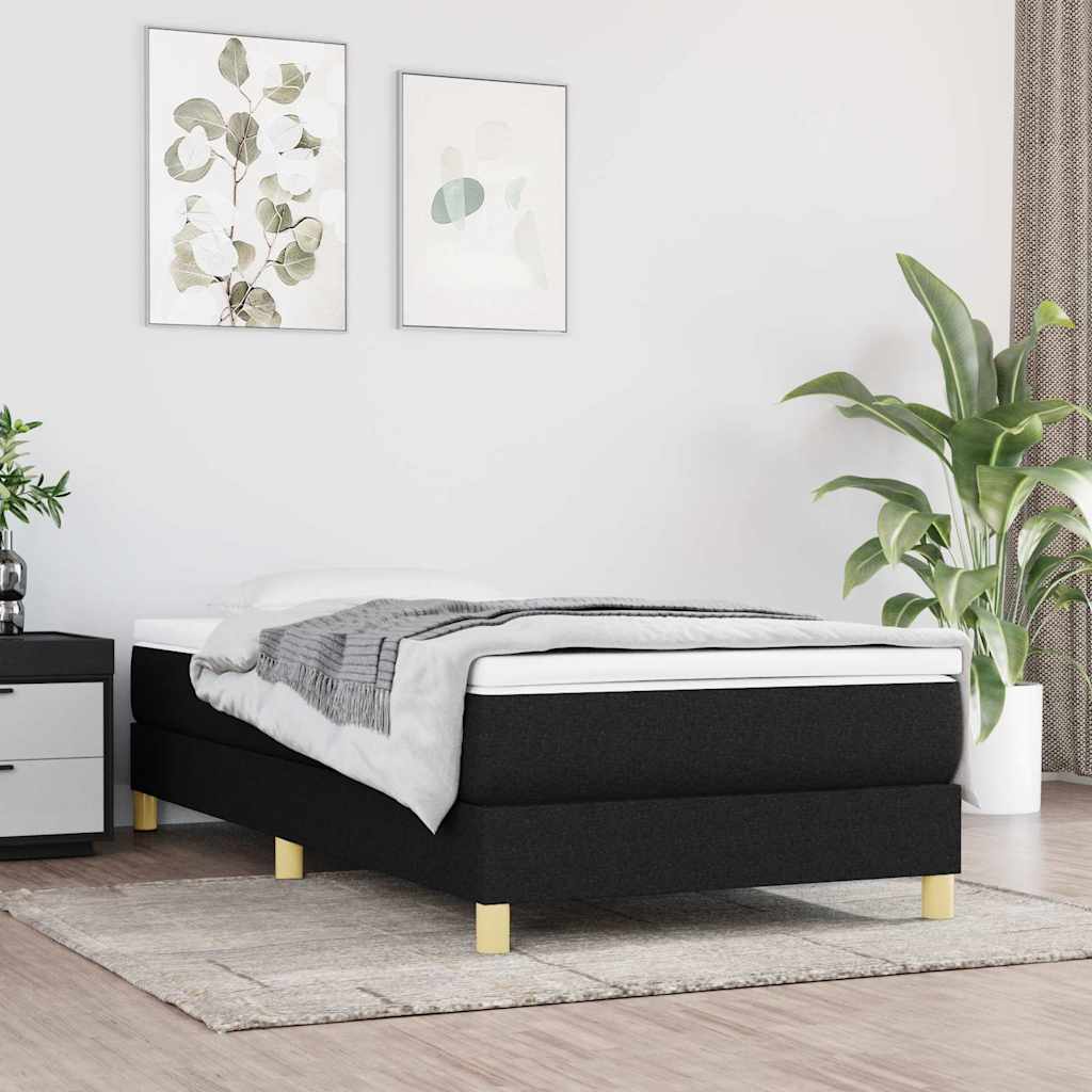 vidaXL Box Spring Bed Frame Black Single Fabric 1