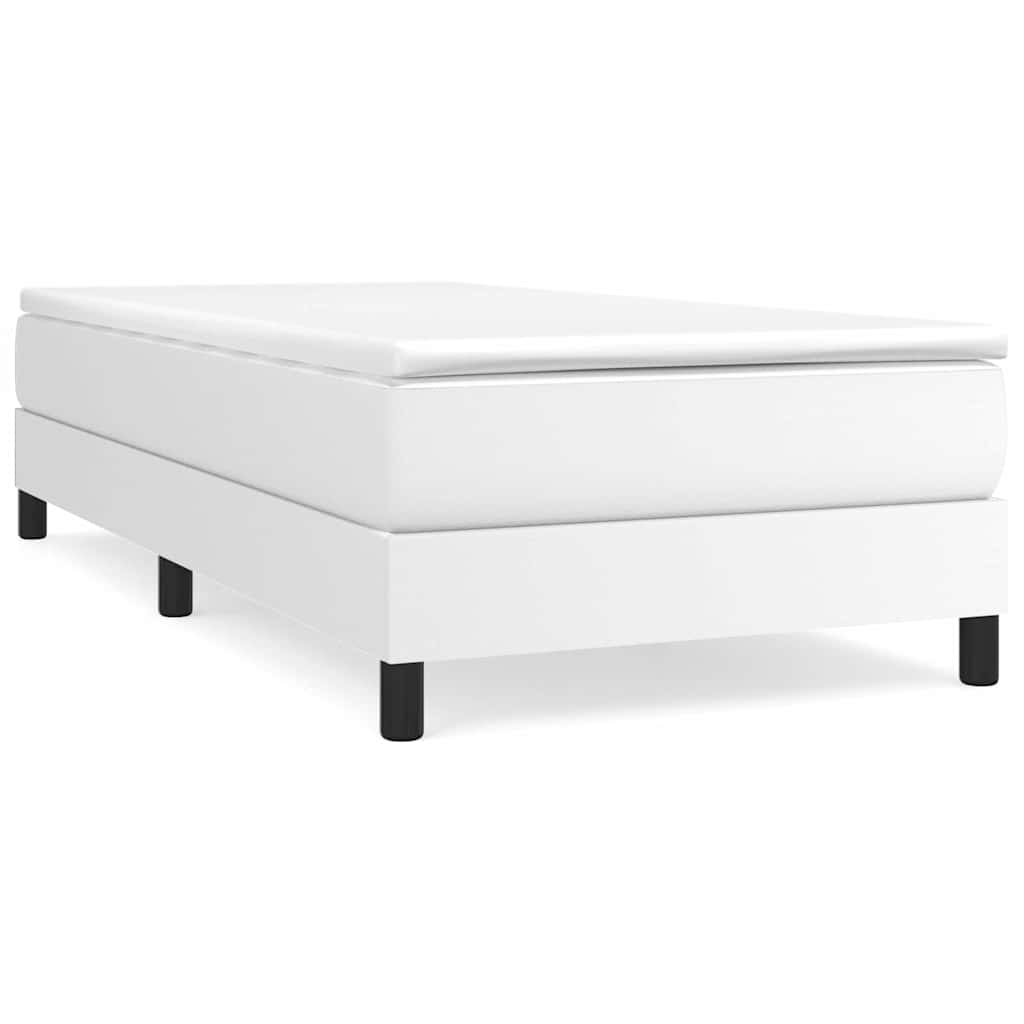 vidaXL Box Spring Bed Frame White Single Faux Leather 2