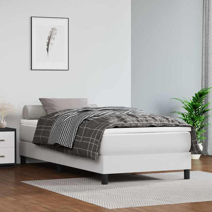 vidaXL Box Spring Bed Frame White Single Faux Leather 1