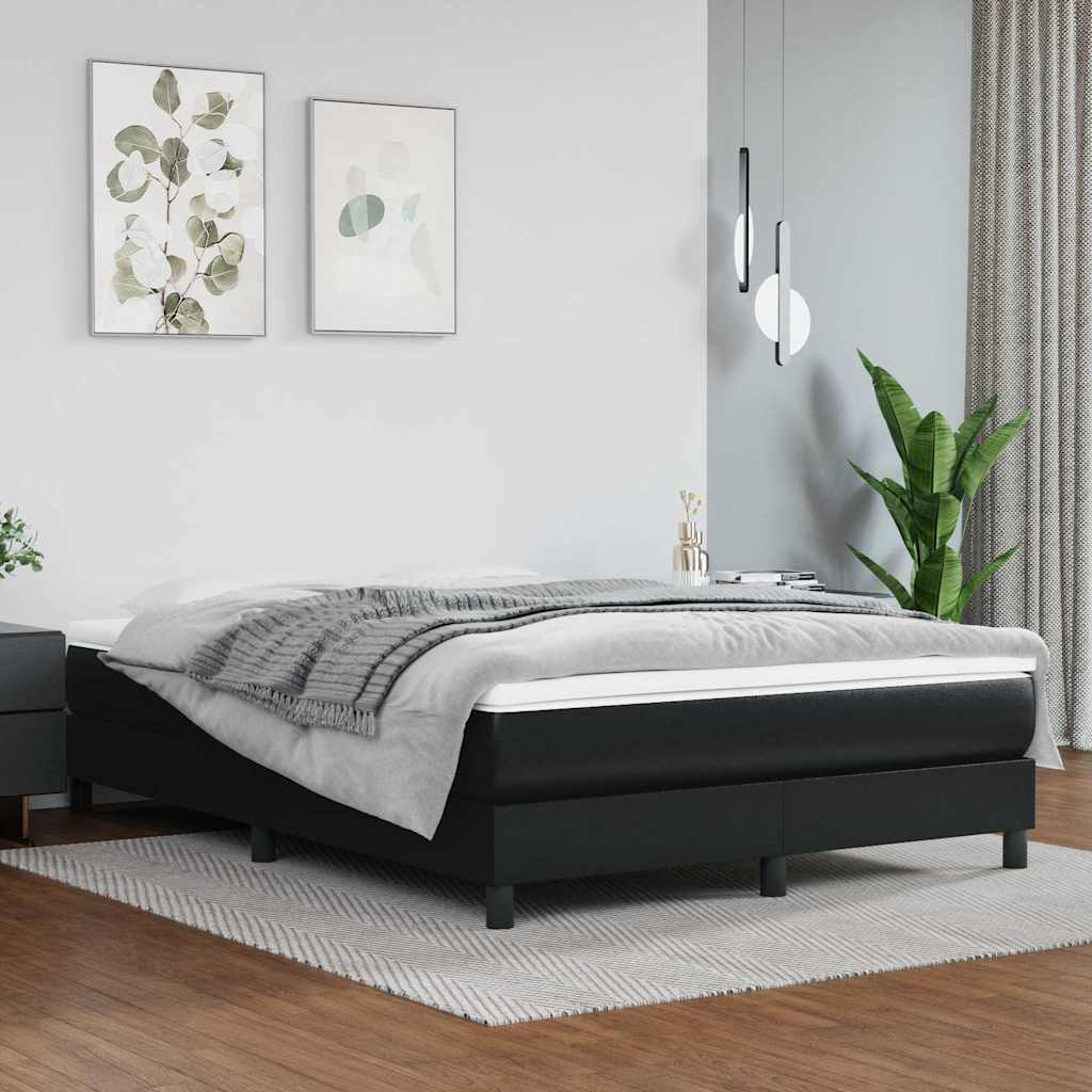 Pocket Spring Bed Mattress 100x190x20cm Faux Leather Black Double Size