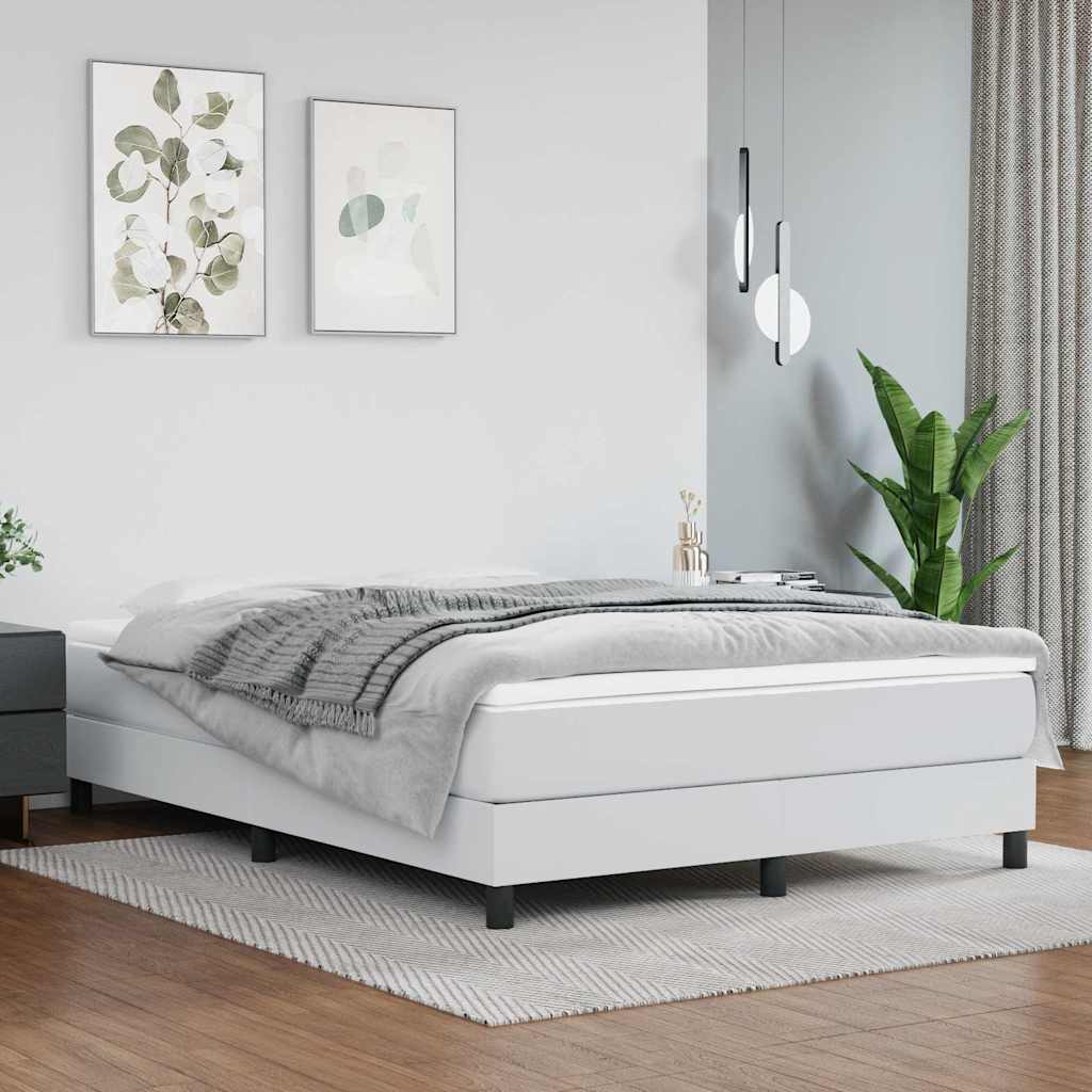 Pocket Spring Bed Mattress 100x190x20cm Faux Leather White Double Size