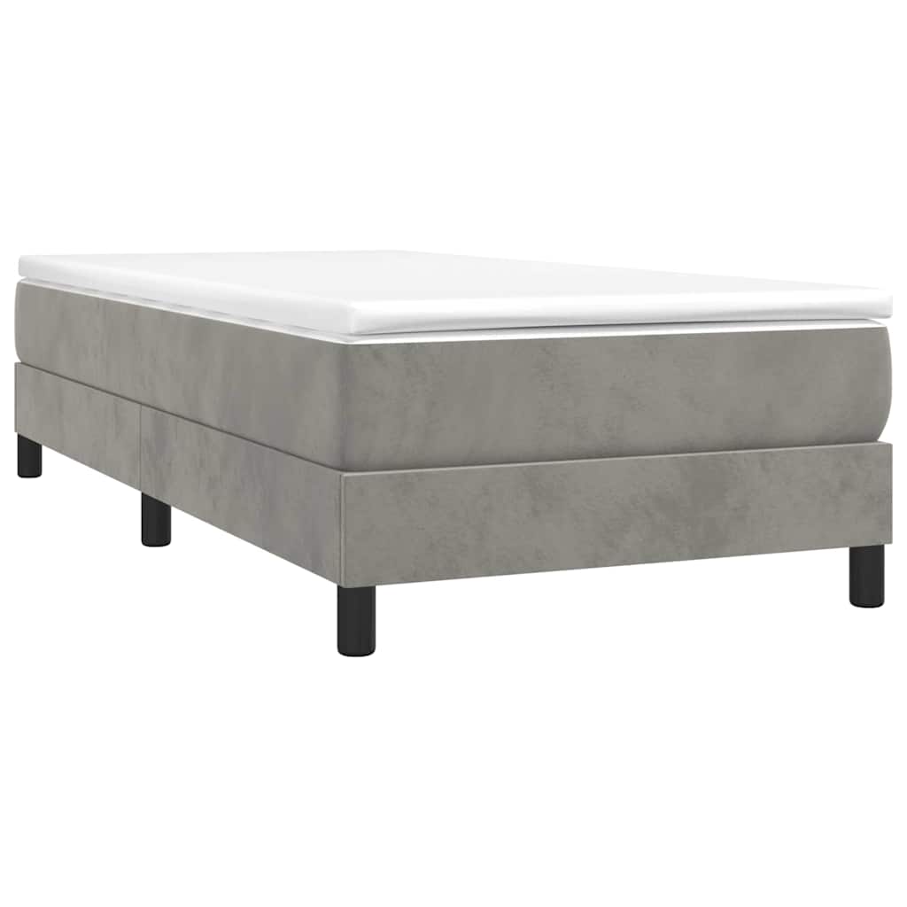 vidaXL Box Spring Bed Frame Light Grey Single Velvet 3