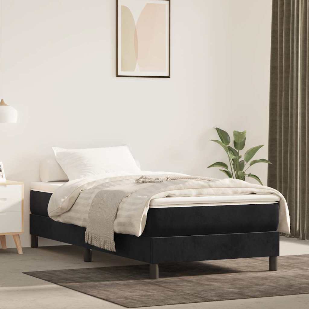 vidaXL Box Spring Bed Frame Black Single Velvet 1