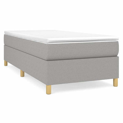vidaXL Box Spring Bed Frame Light Grey Single Fabric 2