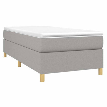 vidaXL Box Spring Bed Frame Light Grey Single Fabric 3