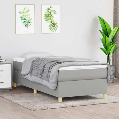 vidaXL Box Spring Bed Frame Light Grey Single Fabric 1