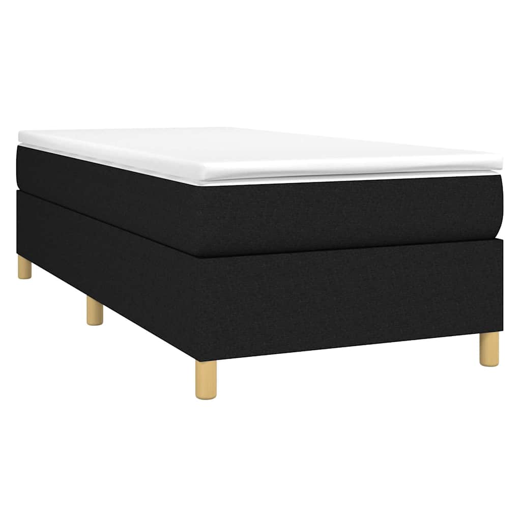 vidaXL Box Spring Bed Frame Black Single Fabric 3