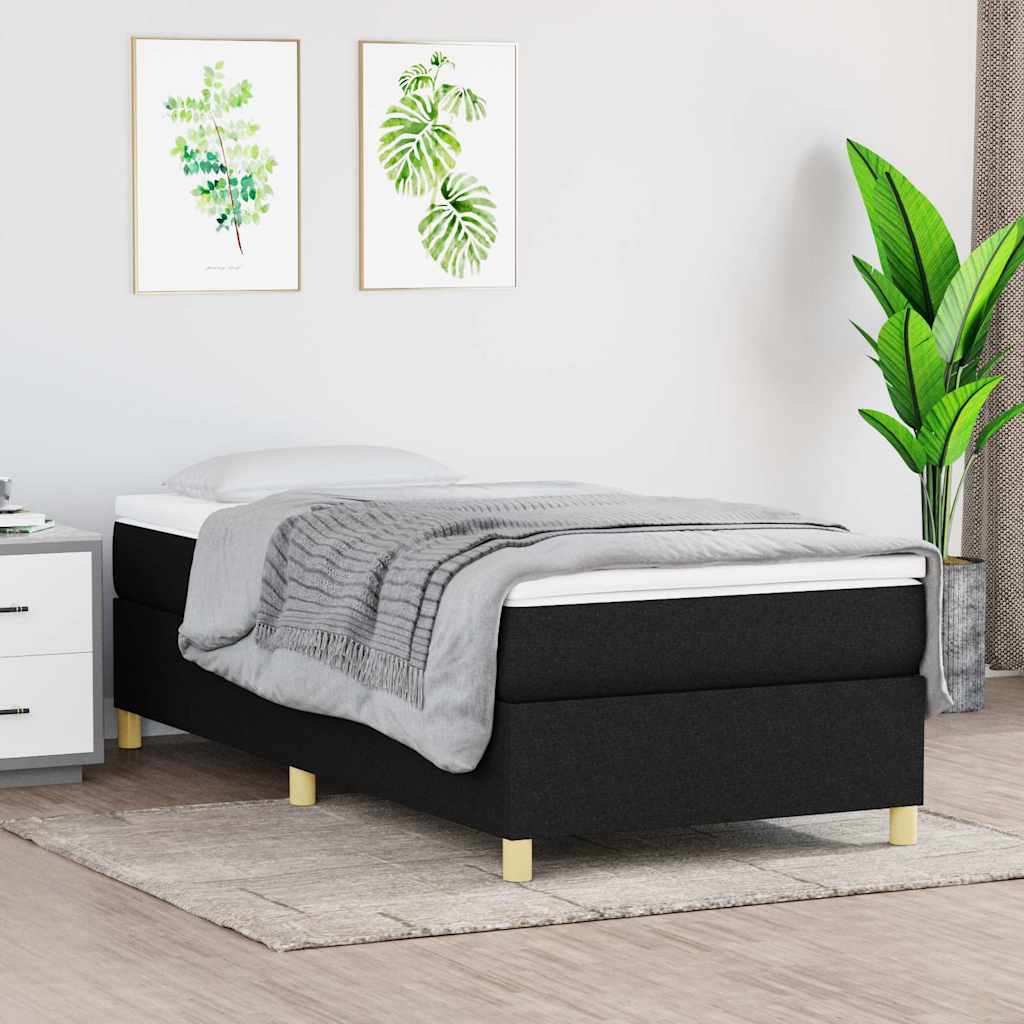 vidaXL Box Spring Bed Frame Black Single Fabric 1