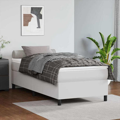 vidaXL Box Spring Bed Frame White Single Faux Leather 1