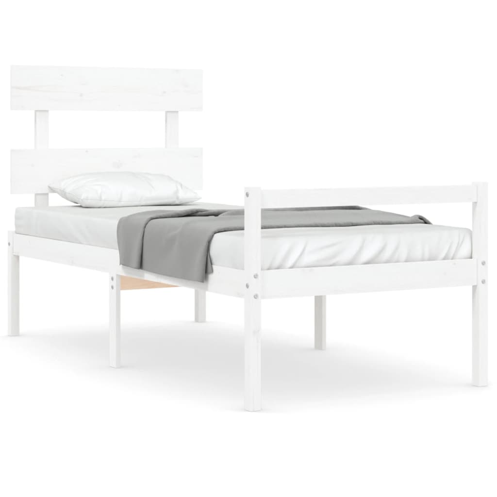 Senior Bed without Mattress Solid Wood High Length 190 cm White 90 cm