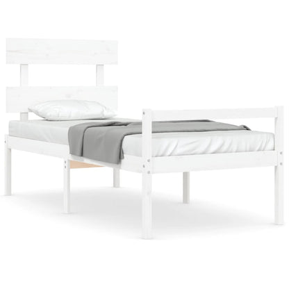 Senior Bed without Mattress Solid Wood High Length 190 cm White 90 cm