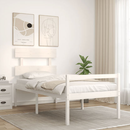 Senior Bed without Mattress Solid Wood High Length 190 cm White 90 cm