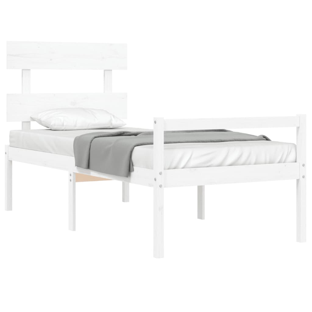 Senior Bed without Mattress Solid Wood High Length 190 cm White 90 cm